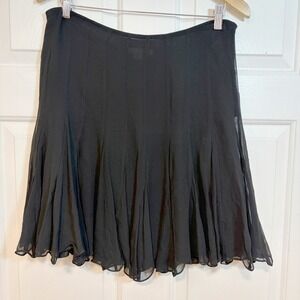 ICE Black Silk Chiffon Gored Mini Skirt Womens L 12 Flowy Gauzy Flippy Capsule